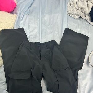 Black Cargo Pants with Straight Leg Design